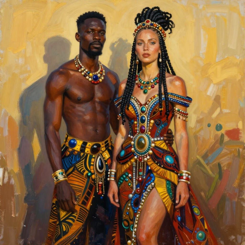Regal Couple in Vibrant African Attire