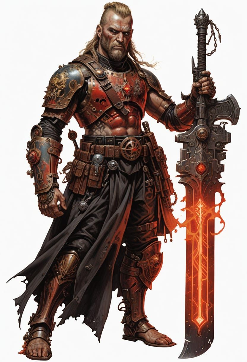 Steampunk Space Viking with Bioluminescent Sword