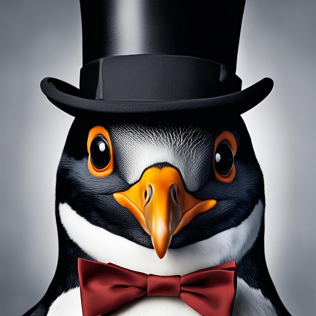 Penguin and Kirby with Top Hats Portrait