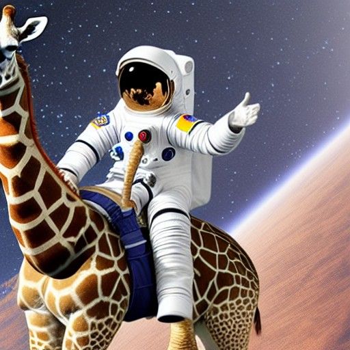 Astronaut Rides Giraffe Through Outer Space