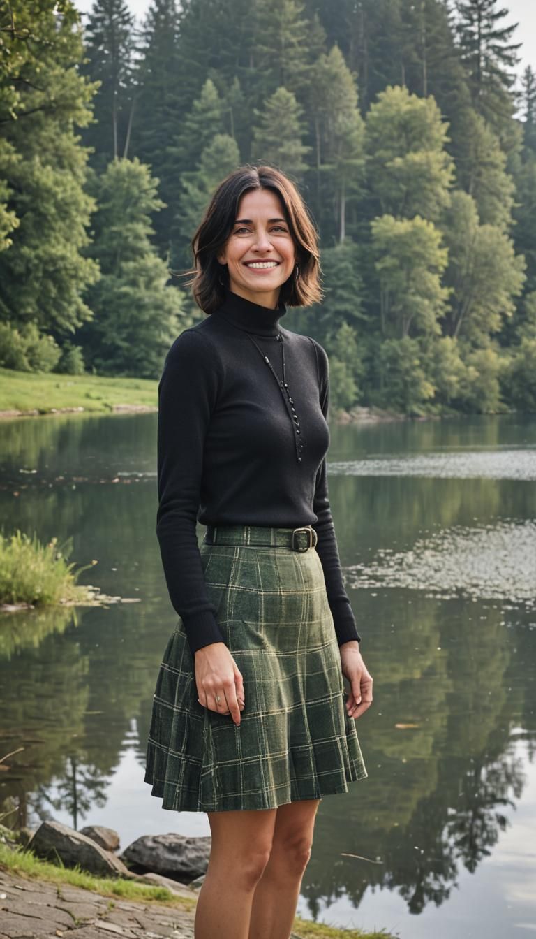 Woman at Mountain Lake with Rainbow, Splash Screen Art