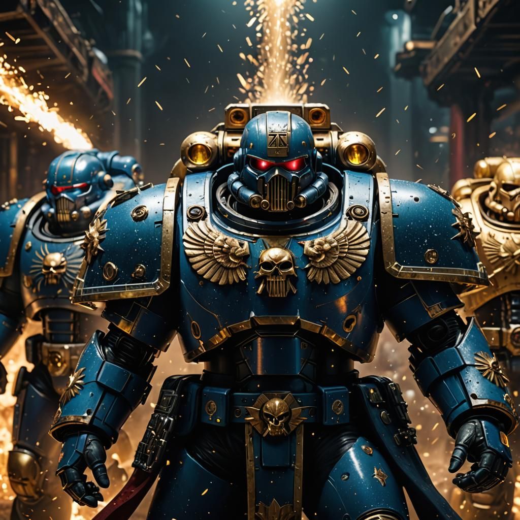 Space Marine Glittering in Epic Warhammer 40k Scene