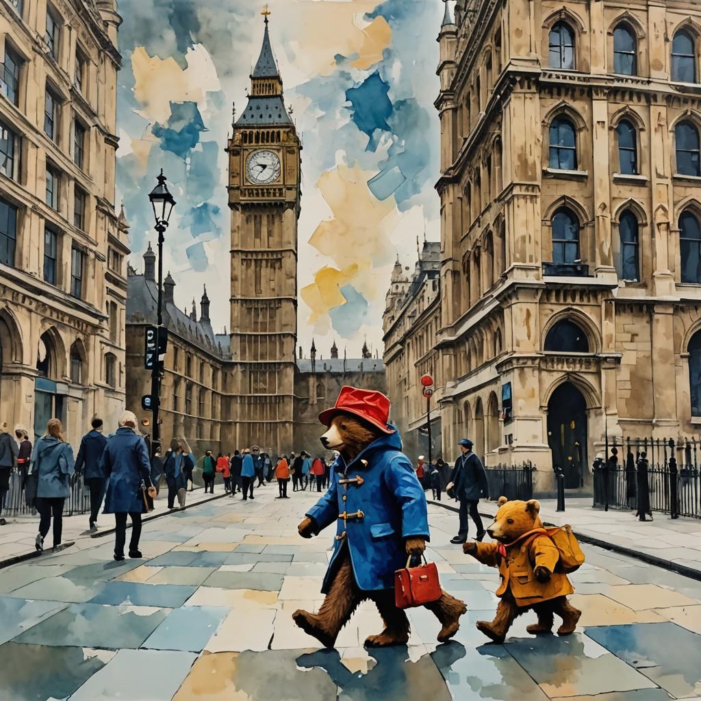 Paddington Bear Walks in London: Abstract Art