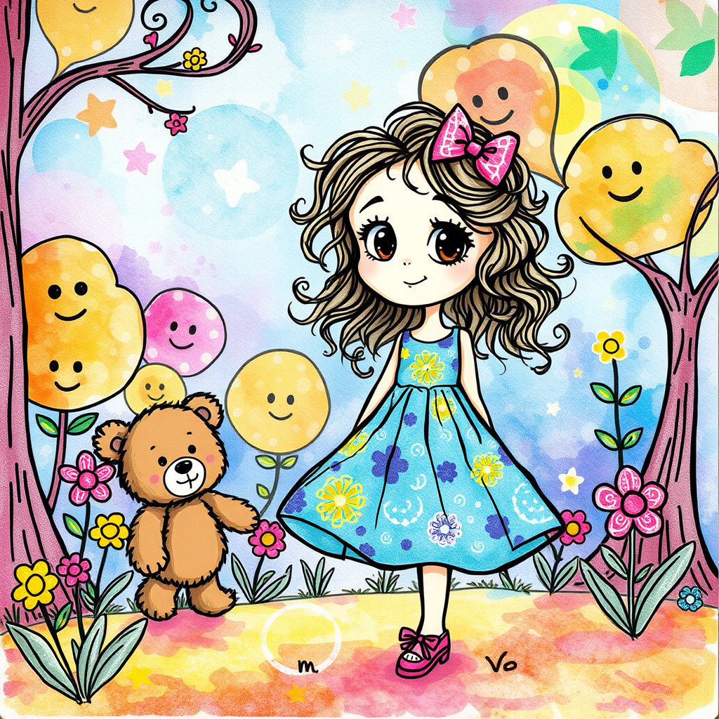 Girl in Doodle Park: Whimsical Art