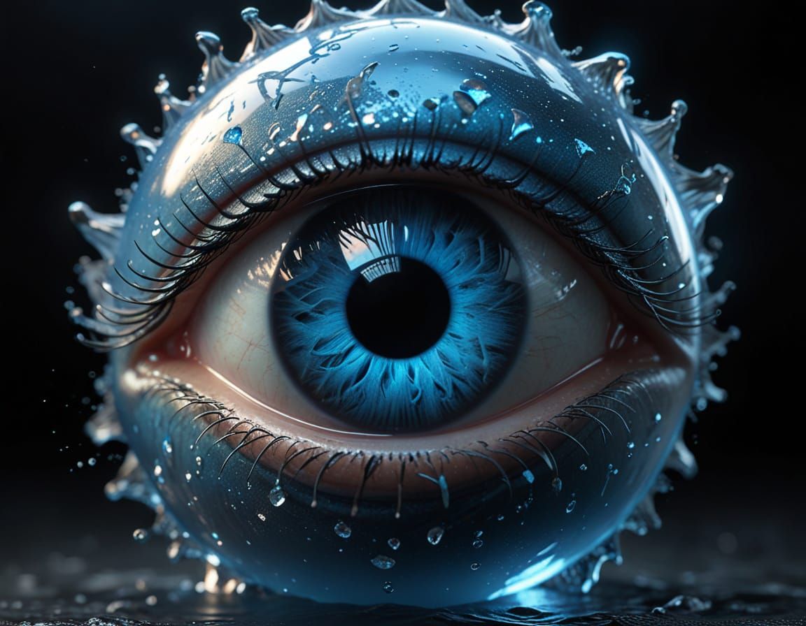 Surreal Blue Sapphire Eye in Ethereal Light