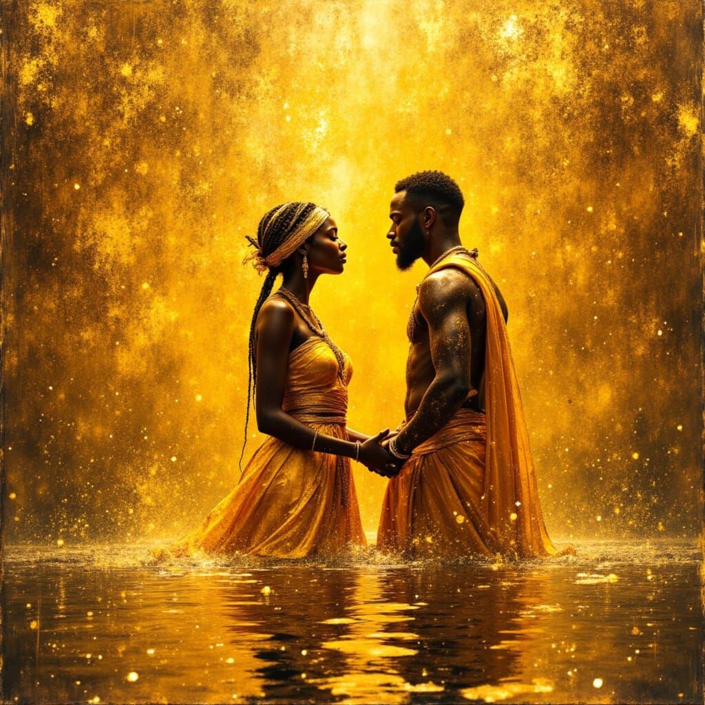 Oshun Blesses Gay Couple in Afrofuturist Oil Painting