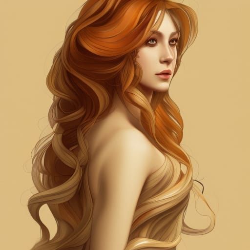 Glamorous Goddess in Peach Dress: Hyperdetailed Portrait