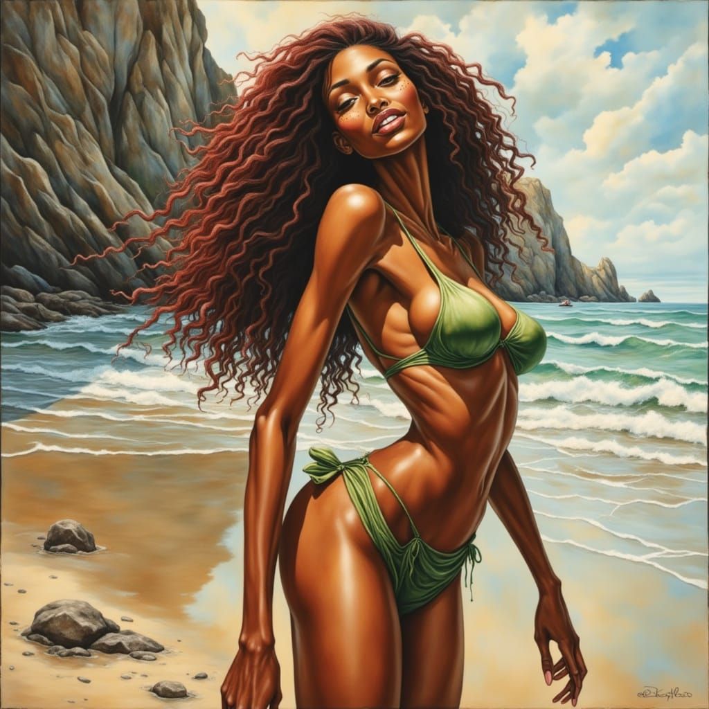 Contemplative Woman in Romantic Realism Style