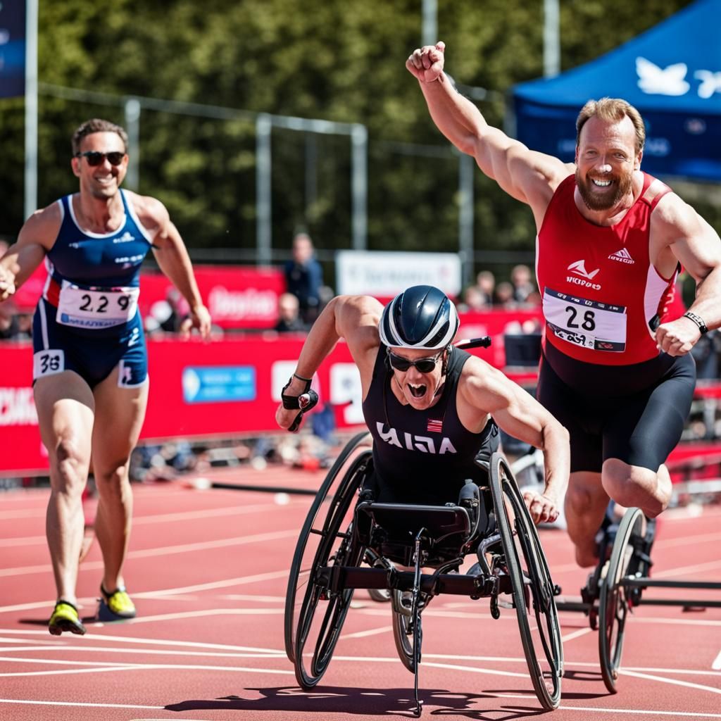 Para-Athlete's Victorious Finish Line Crossing