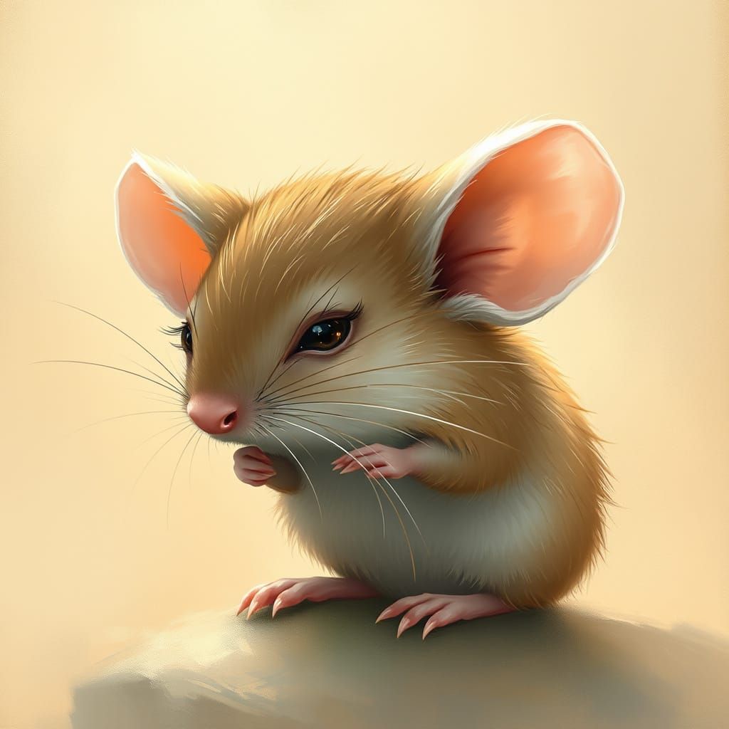 Whimsical Mouse in Dreamlike Landscape
