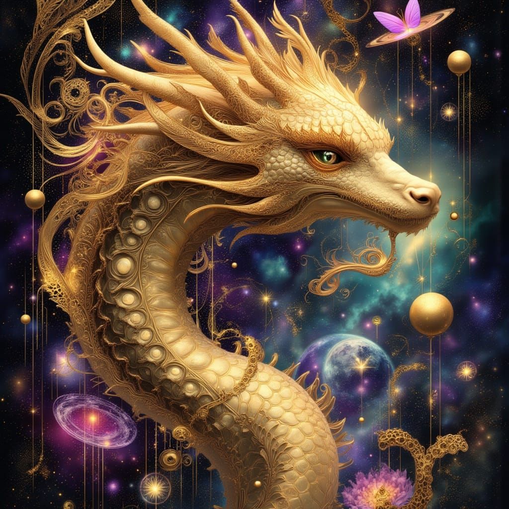 Luminous Dragon in a Psychedelic Cosmic Landscape