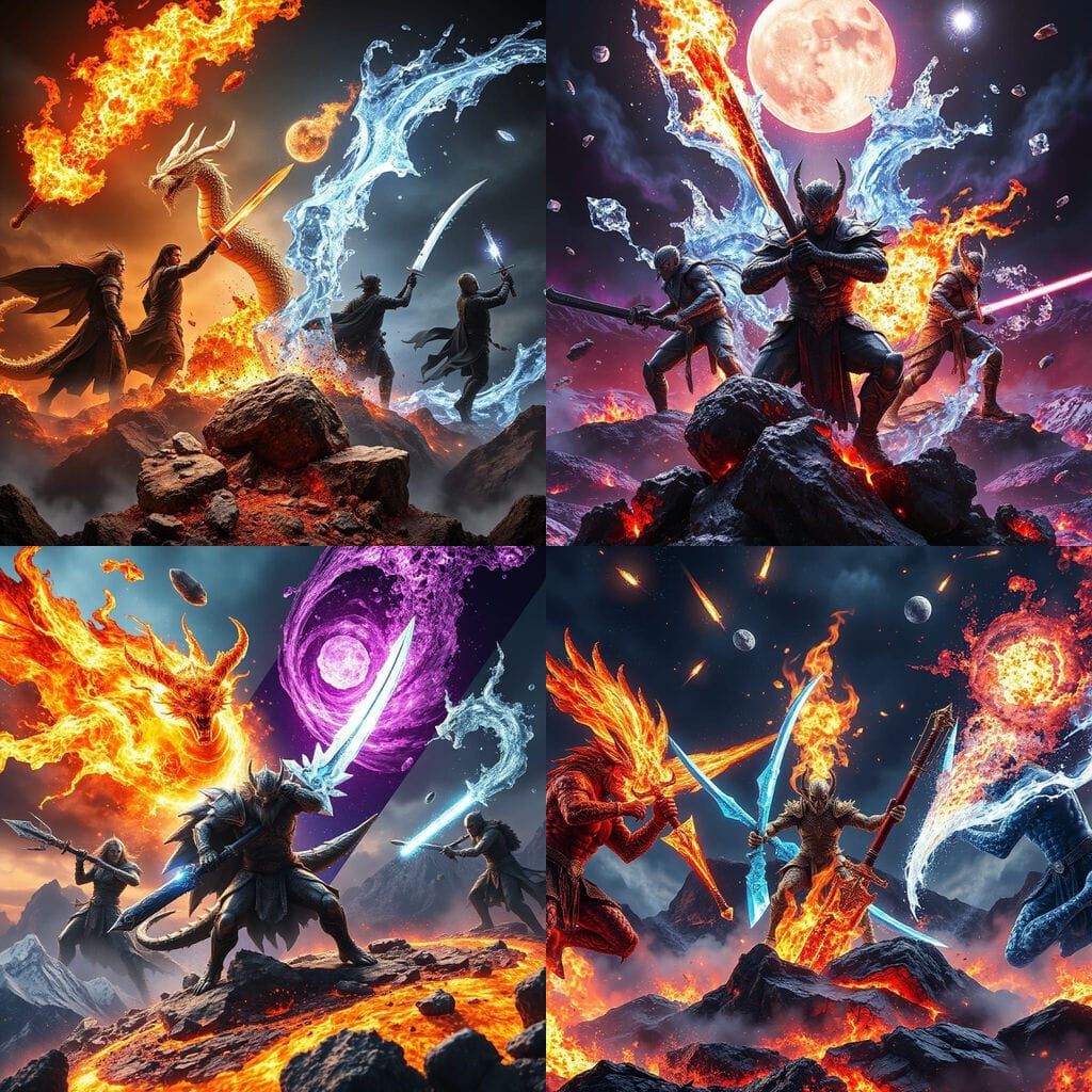 Epic Dark Fantasy Clash of Elemental Gods