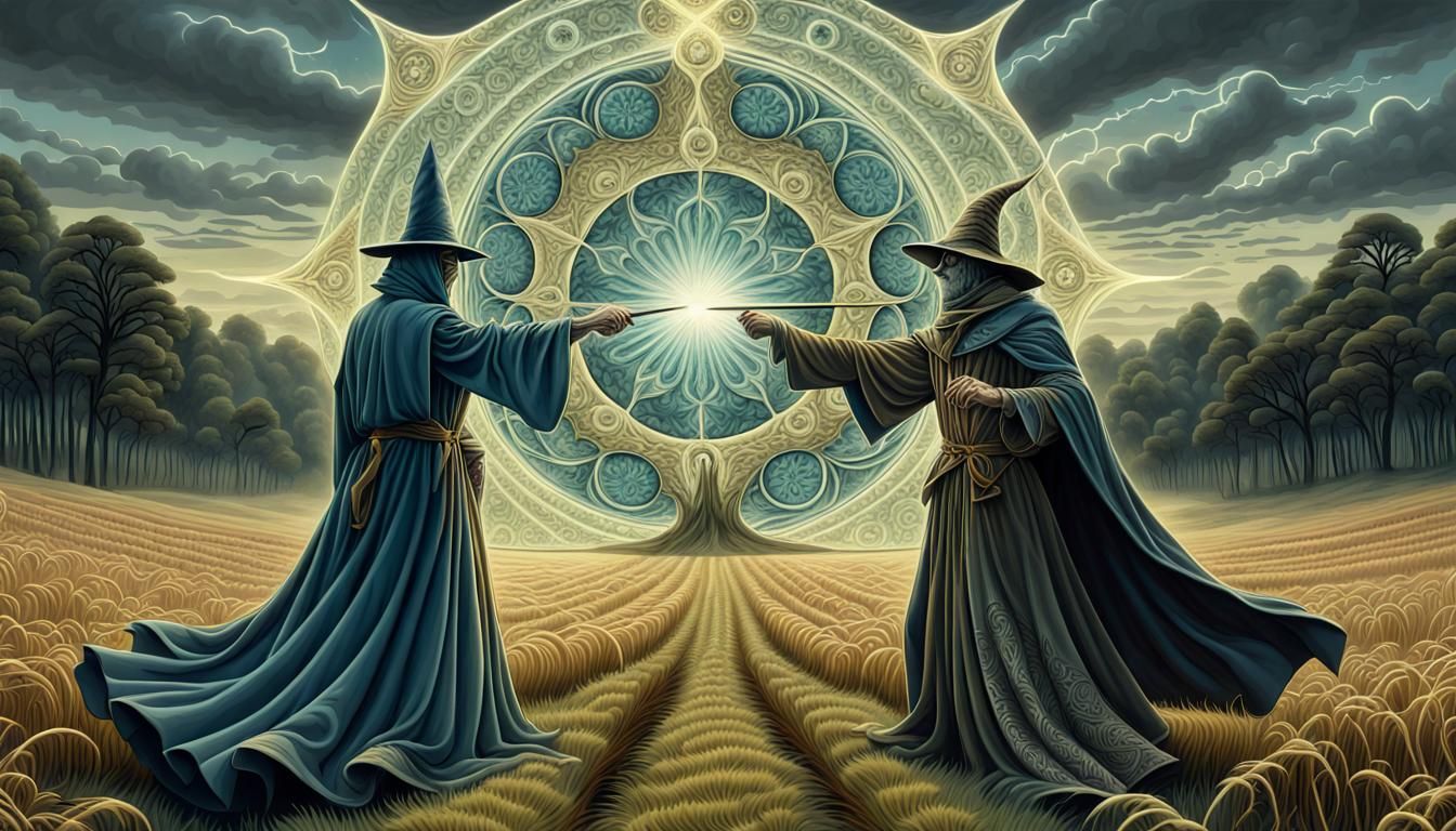 Wizard Warlock Duel in England: Psychedelic Poster Art