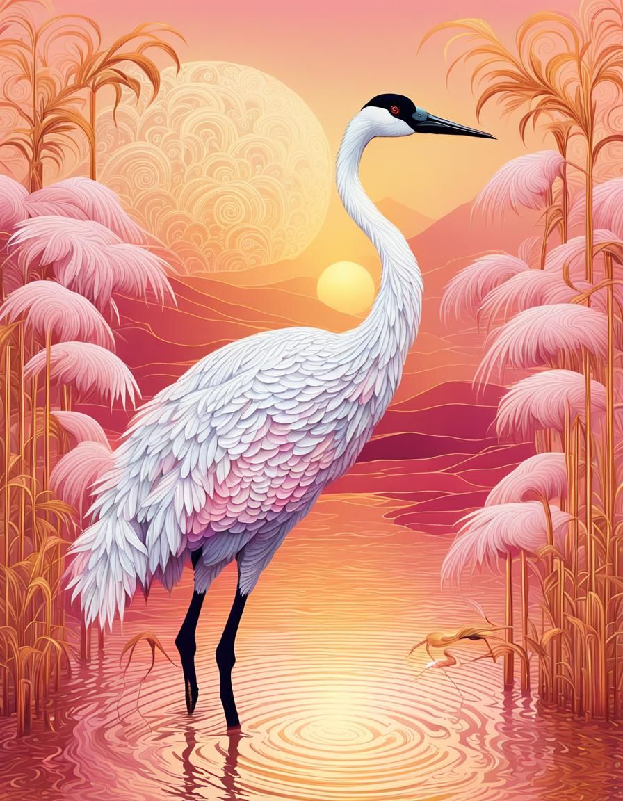 BEAUTIFUL CRANE LOOKING FOR DINNER