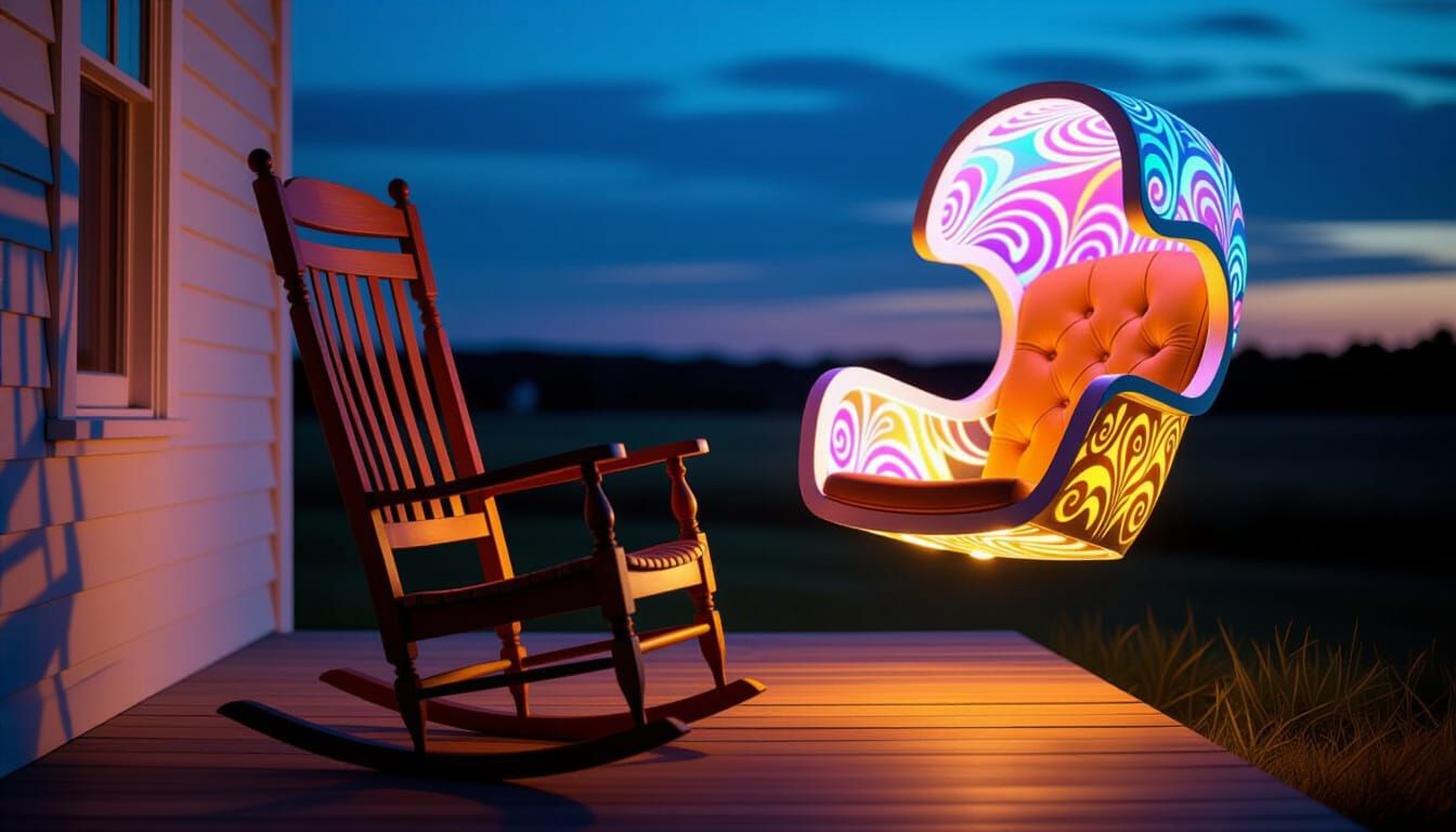 Surreal Rocking Chairs in Impasto Style