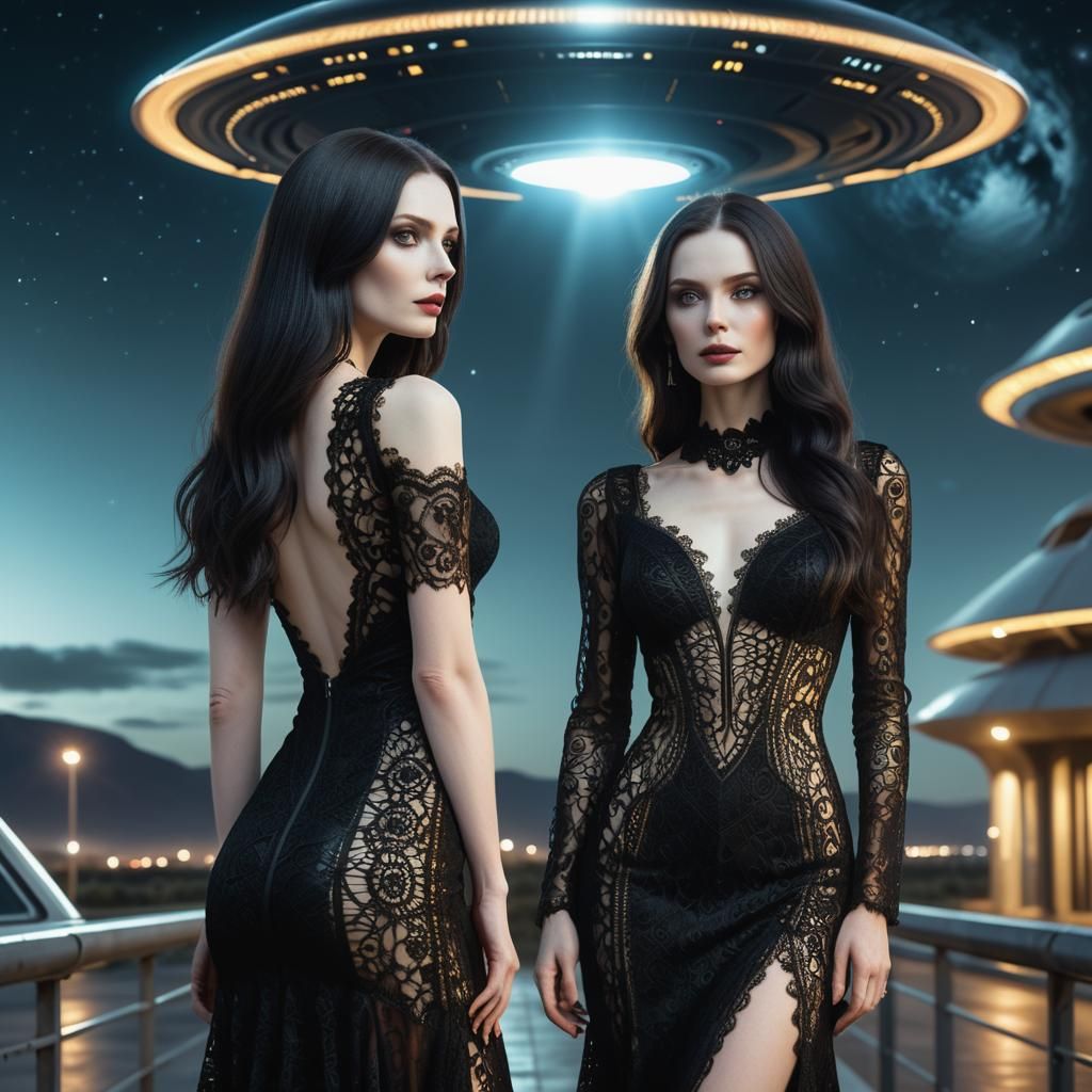 Sci-Fi Masterpiece: Sensual Woman with UFO