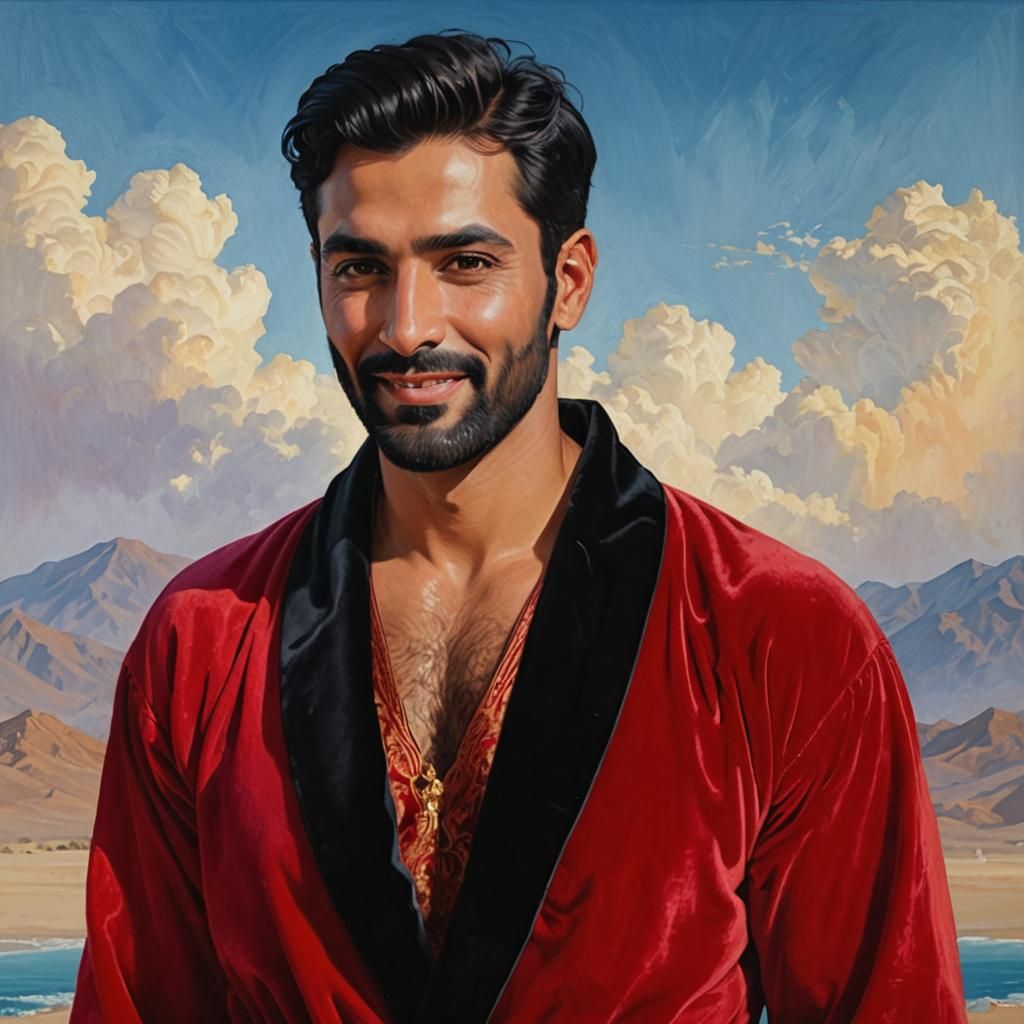 Handsome Man in Velvet Robe: Digital Portrait
