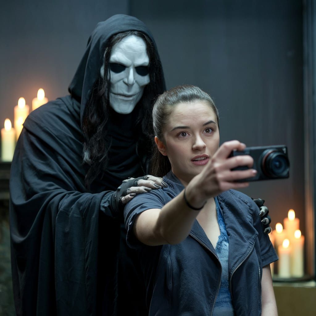 Selfie with Death: Cinematic Sandman Comic Scene