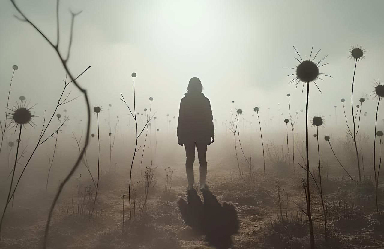 Ominous Surreal Knife Field with Shadows