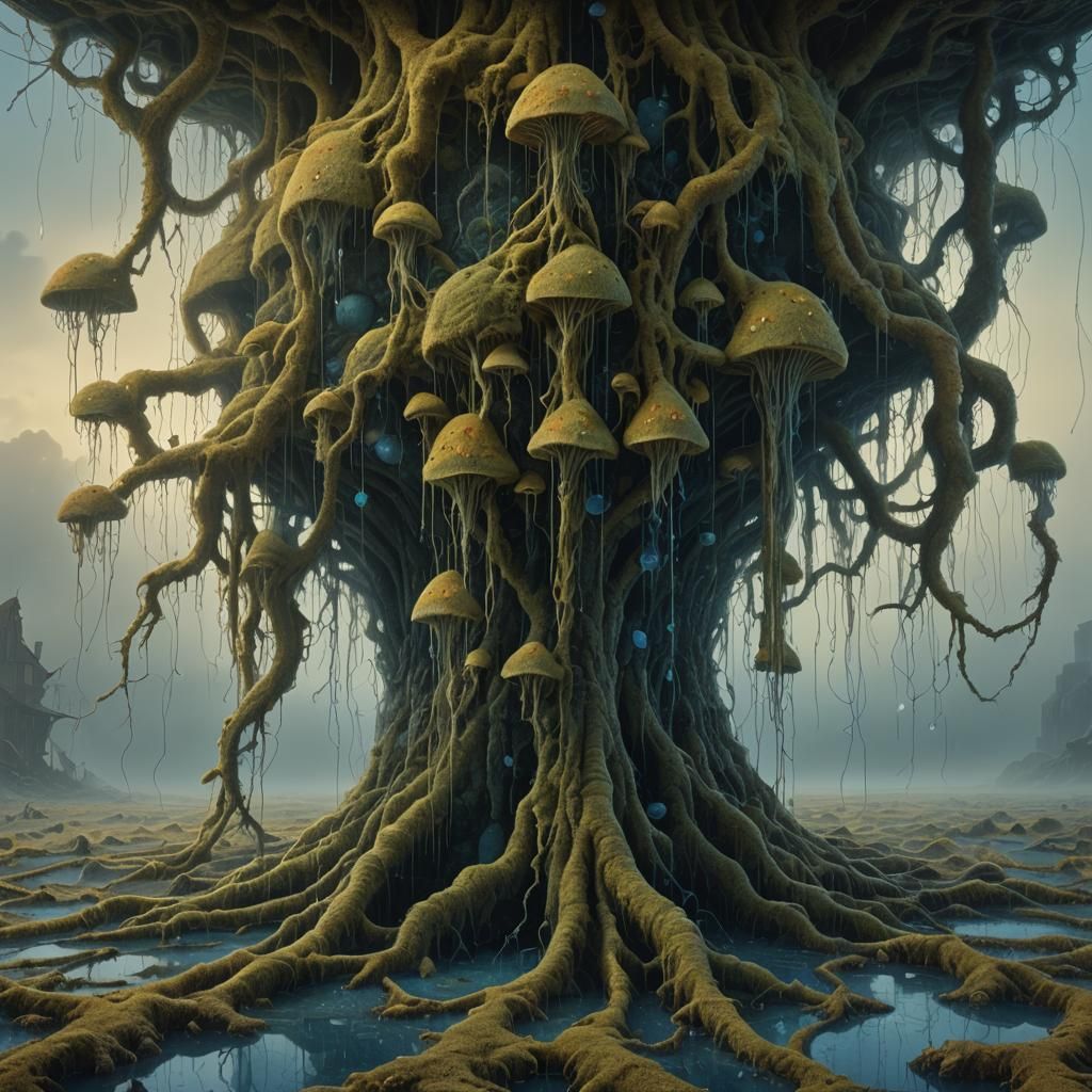 Moist Carpet with Fungal Growth, Surrealist Style