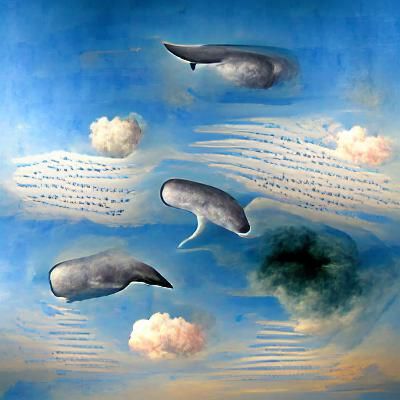 Sperm Whales Soaring Through Cloudy Skies
