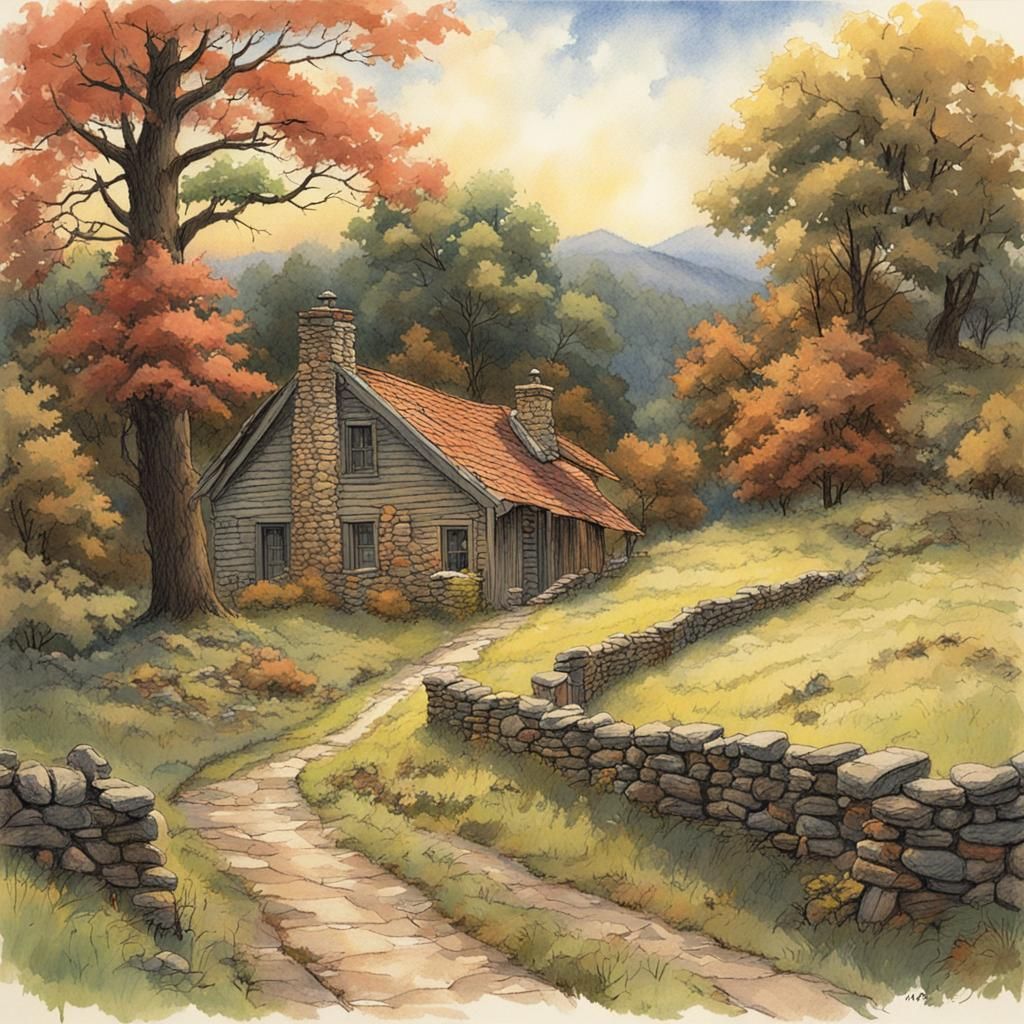 Idyllic Village Scene in Luminist Style