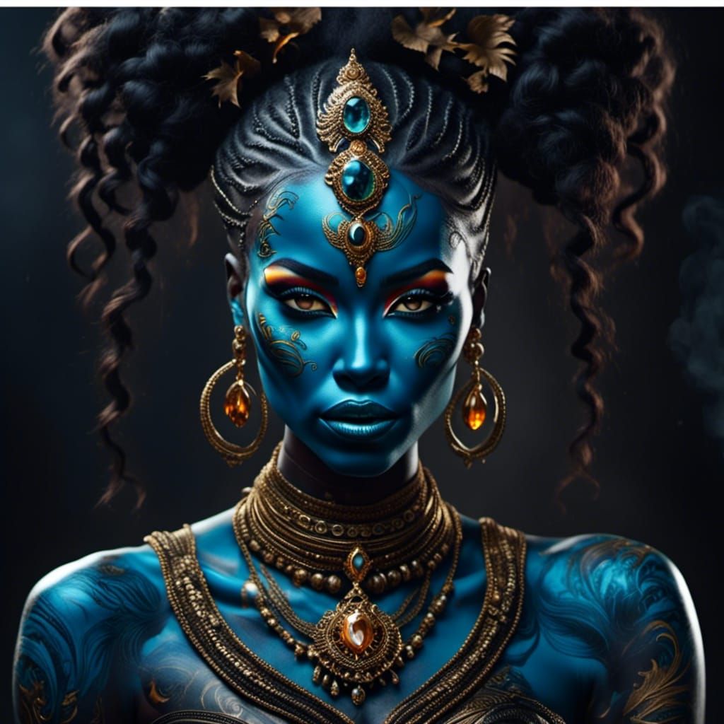 Caribbean Woman with Volcanic Accents as Oil Painting