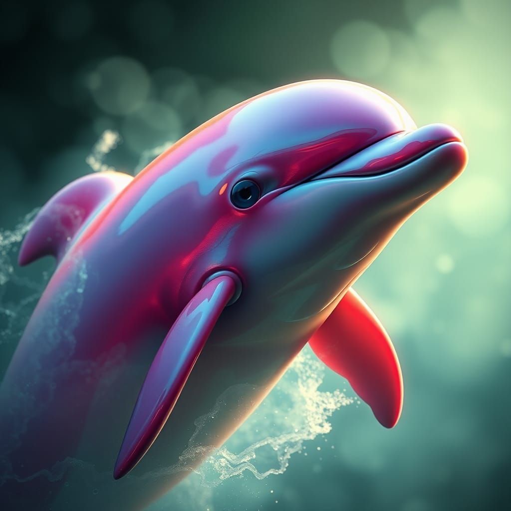 Pink Dolphin Portrait in Amazon Rainforest, Digital Art