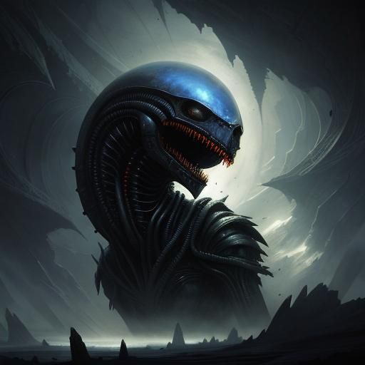 Eerie Alien Woman in Spaceship, Horror Art