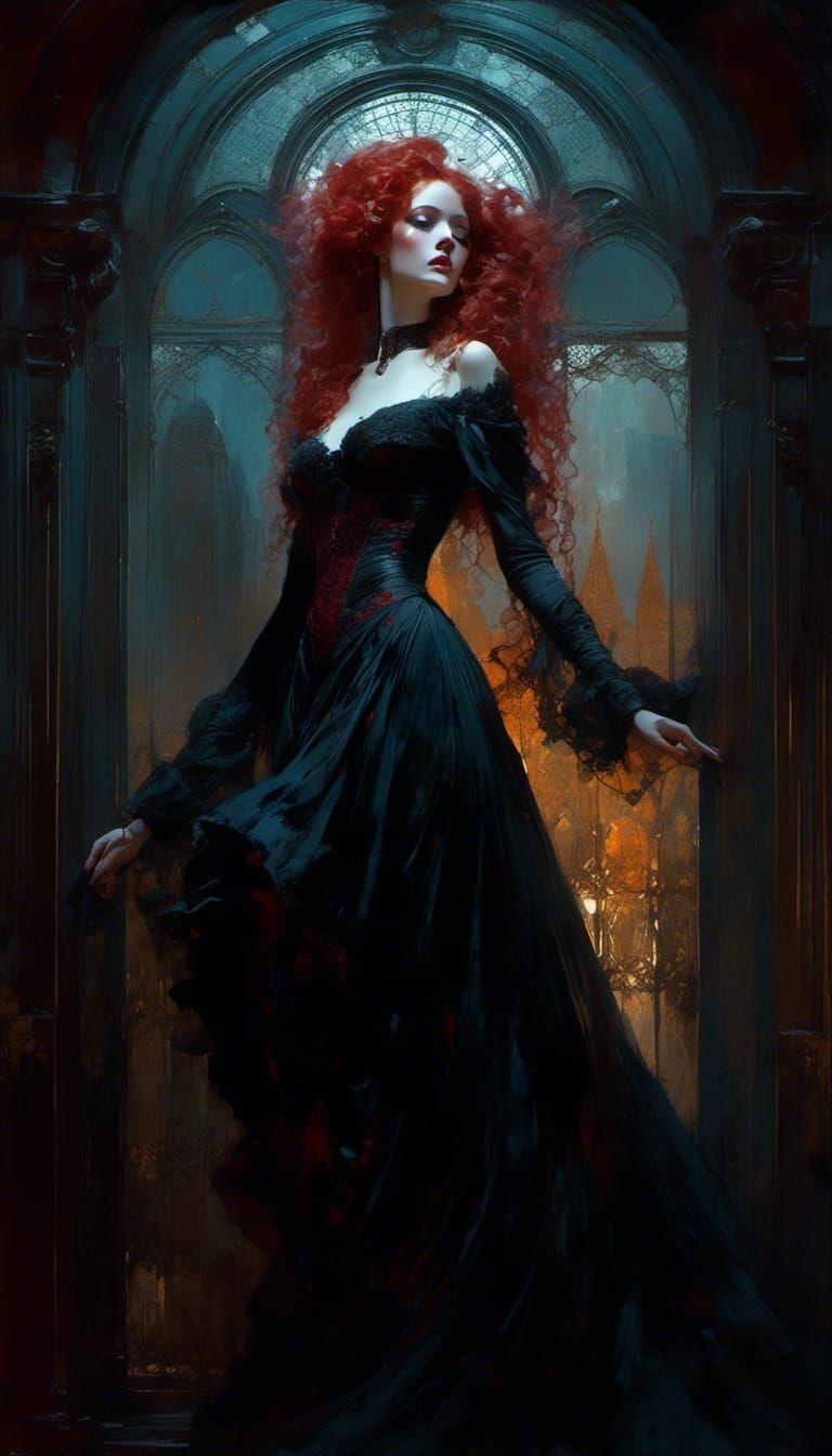 Victorian Vampire Portrait in Oil Painting Style
