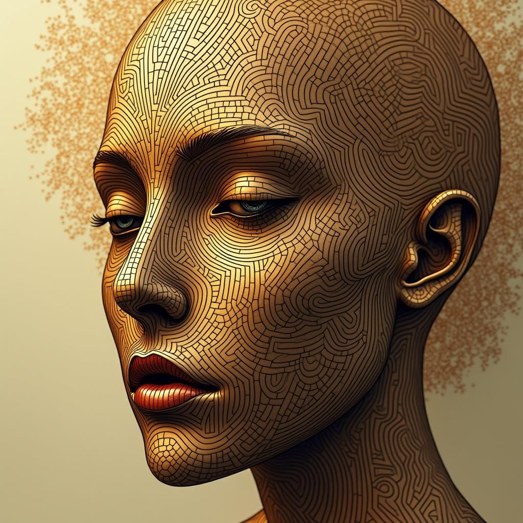 Abstract Face in Islamic Geometric Art Nouveau Style