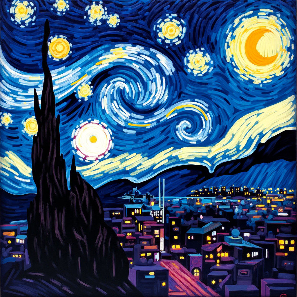 Cyberpunk Starry Night: A Futuristic Impression