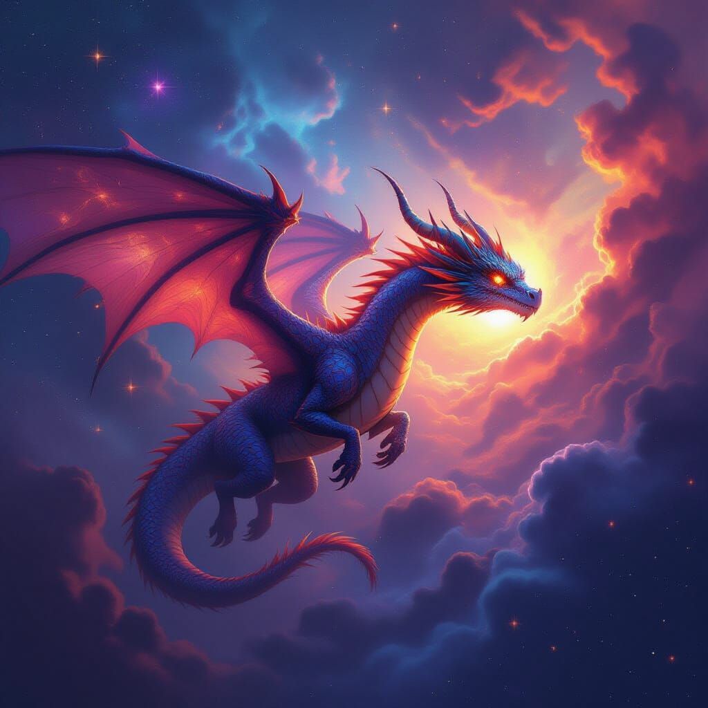 Star Dragon Soaring Through Nebula in Ethereal Light