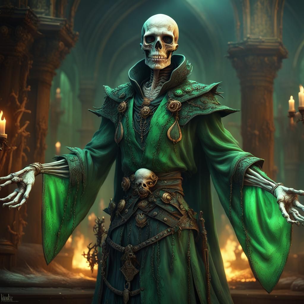 Undead Necromancer Vizier Commanding Spirits