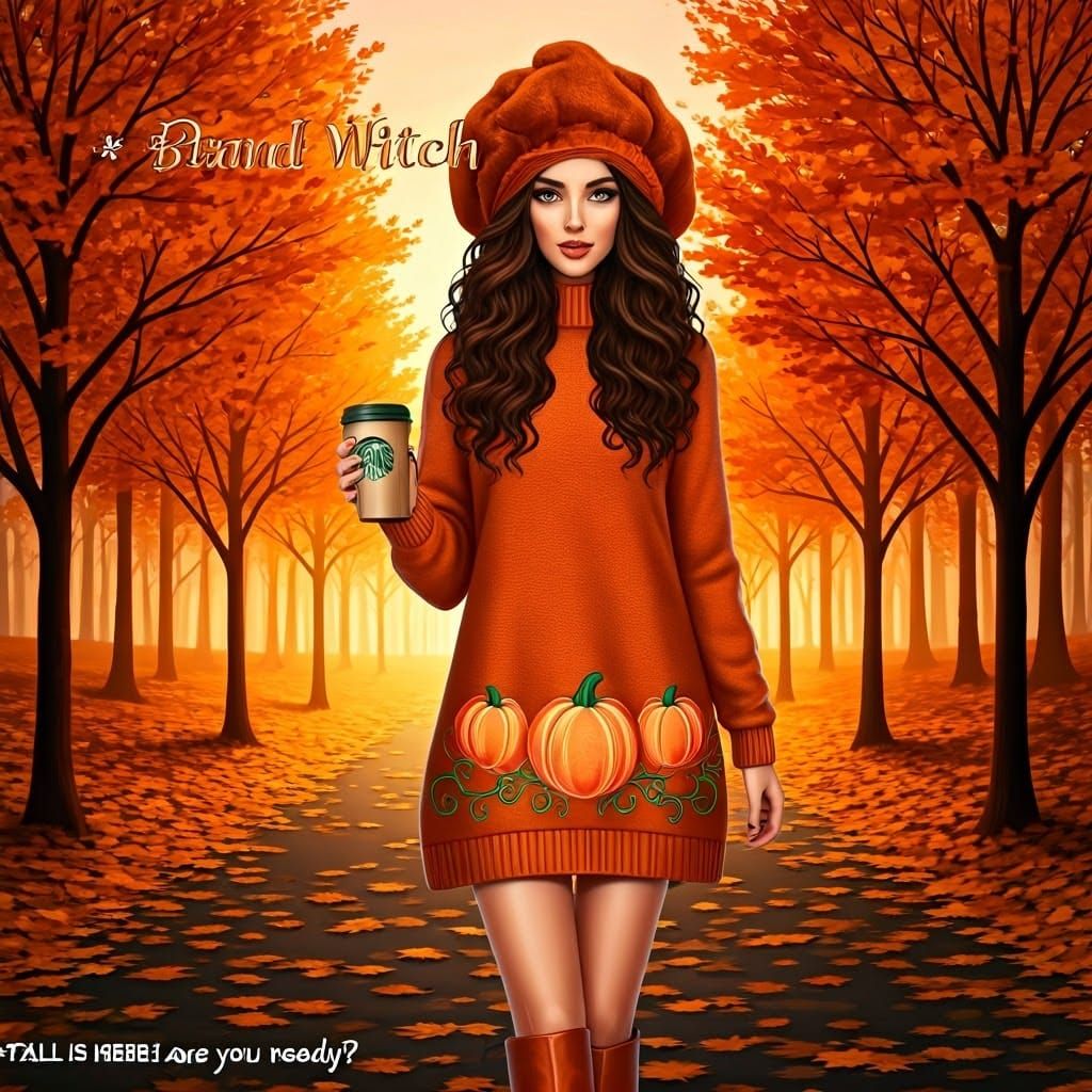 Fall Fashion: Woman in Burnt Orange in Autumn Park