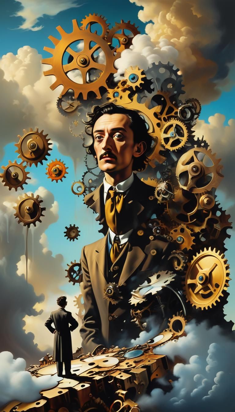 Surreal Clockwork Dreamscape in Golden Light