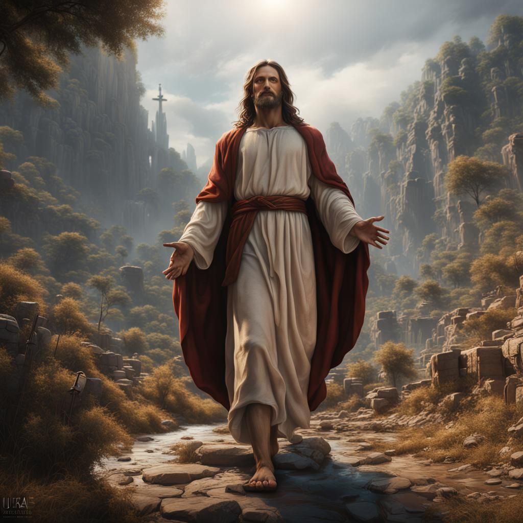 Detailed Matte Painting of Jesus Christ