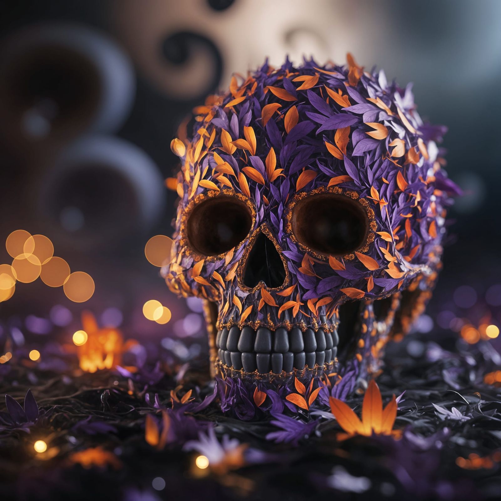 Hauntingly Beautiful Skull in Abstract Digital Art