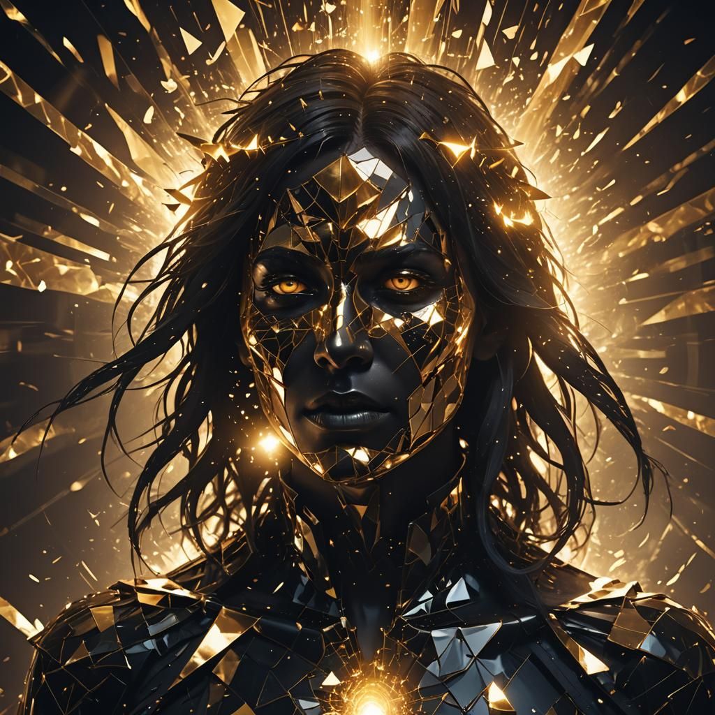 Mystical Being Bathed in Golden Light, 3D Rendering