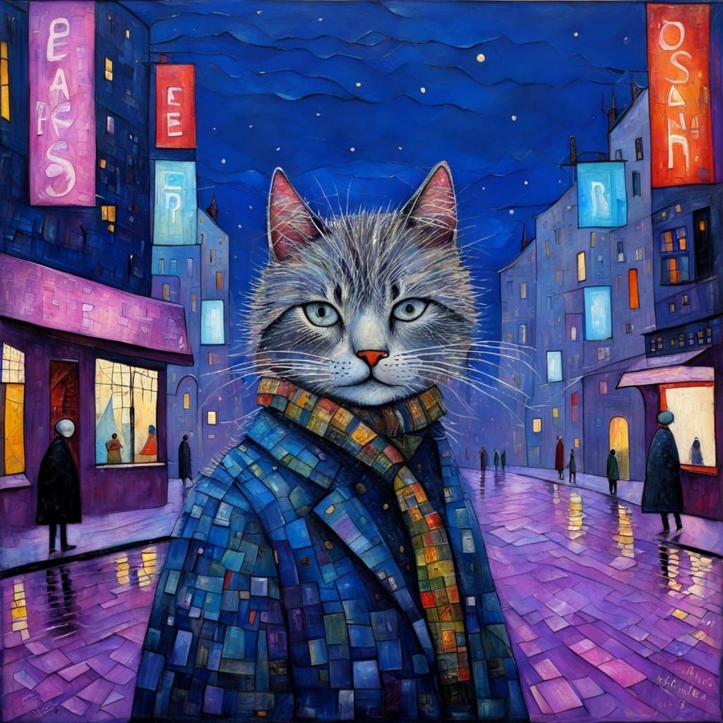 Textured Primitive Naive Art in Encaustic Style