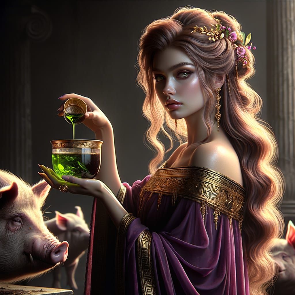 Circe: Greek Goddess of Magic in Digital Painting