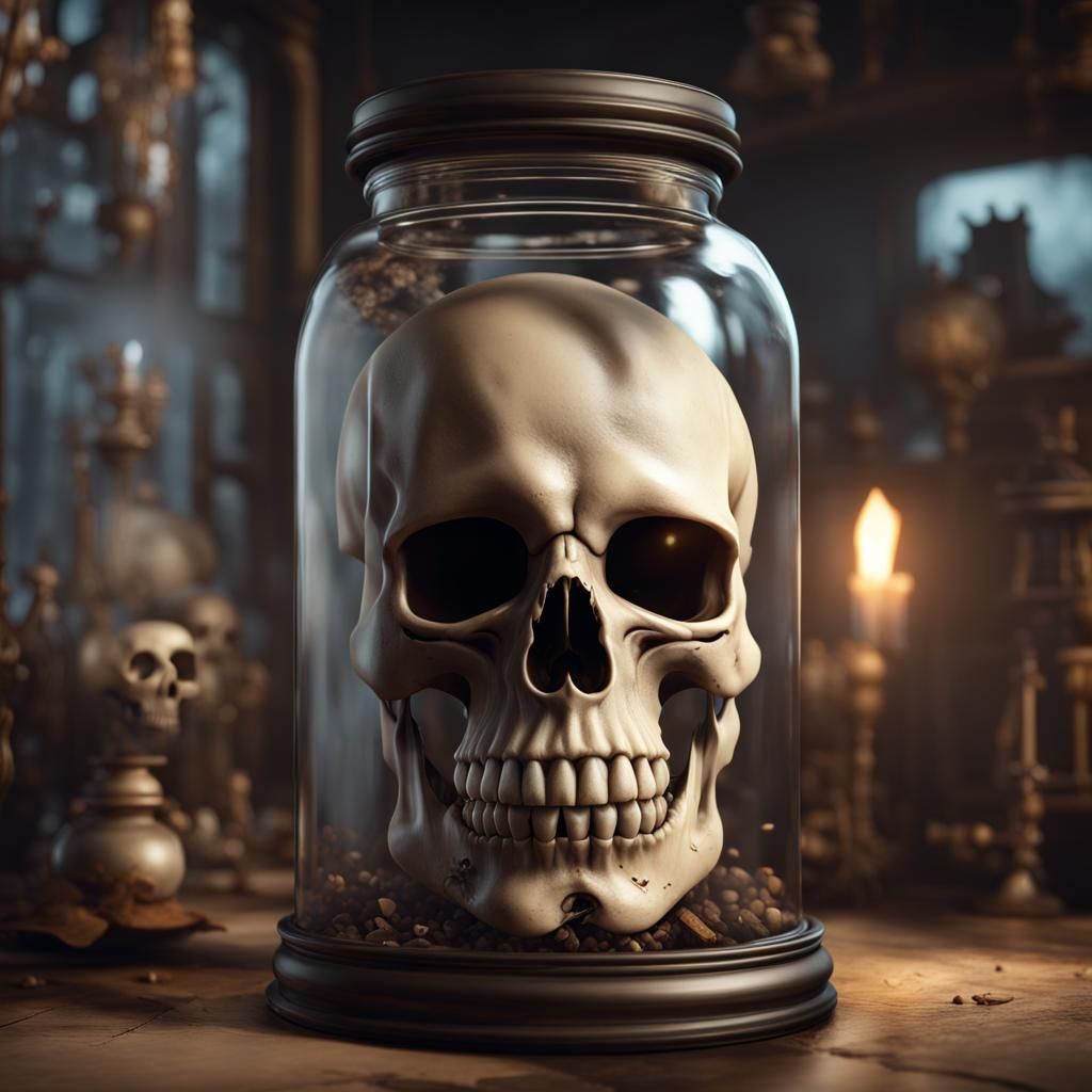 Skull in Jar: 3D Game Cinematic Render