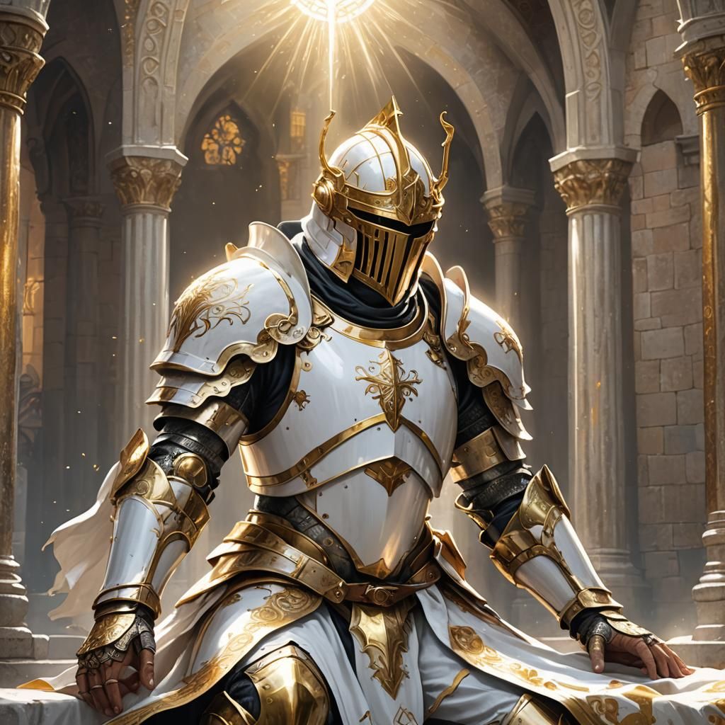 Holy Knight Praying in Sunlight
