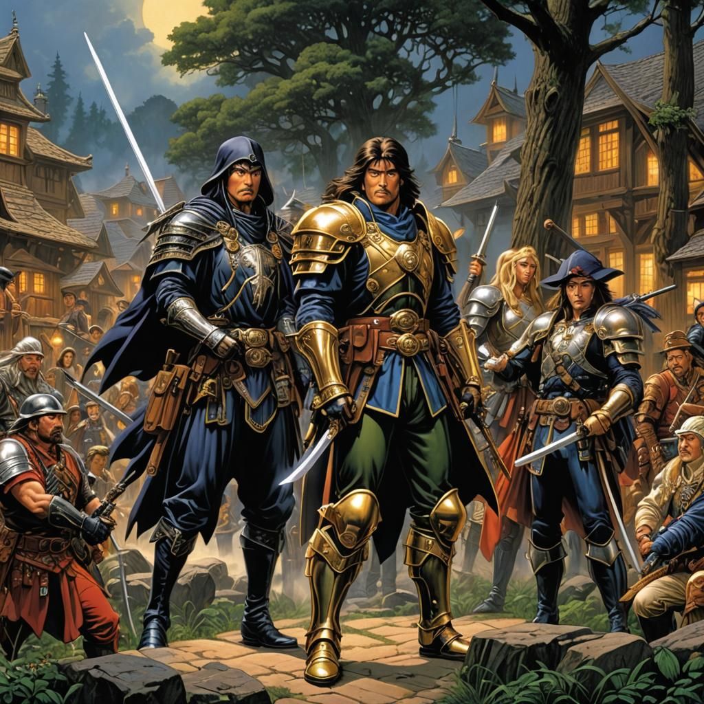 Grimdark Fantasy Landscape with Cyberpunk Elements