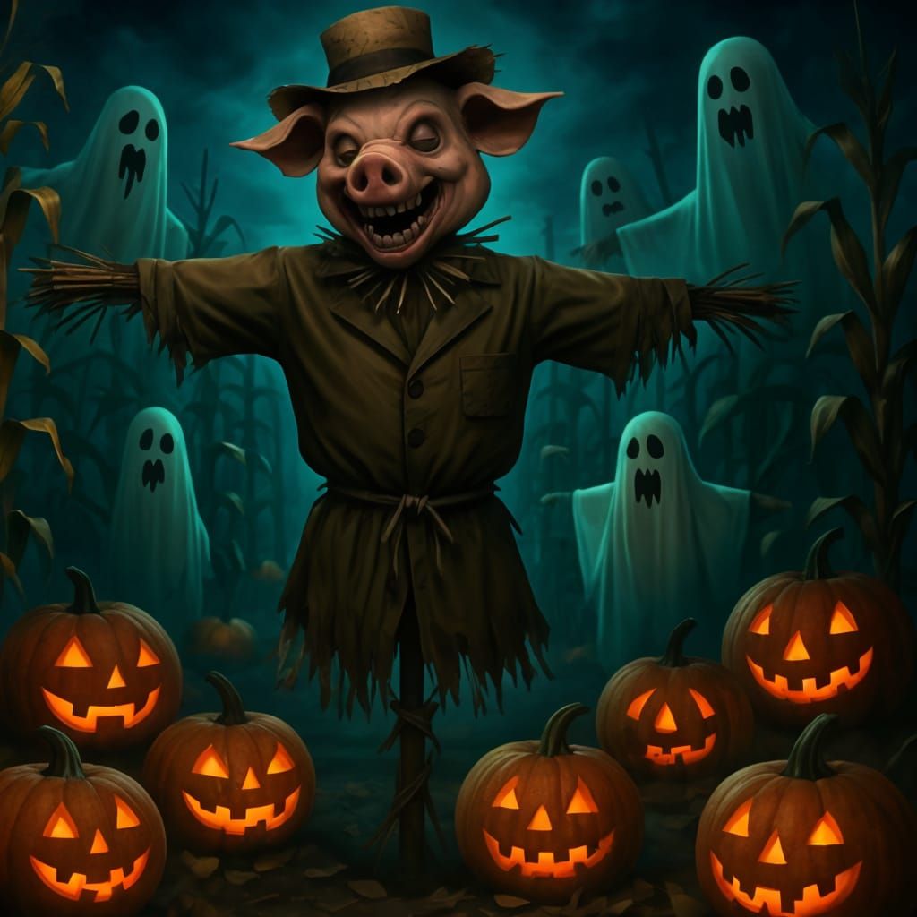 Macabre Harvest Festival: Pig-Man Scarecrow in Haunted Corn ...