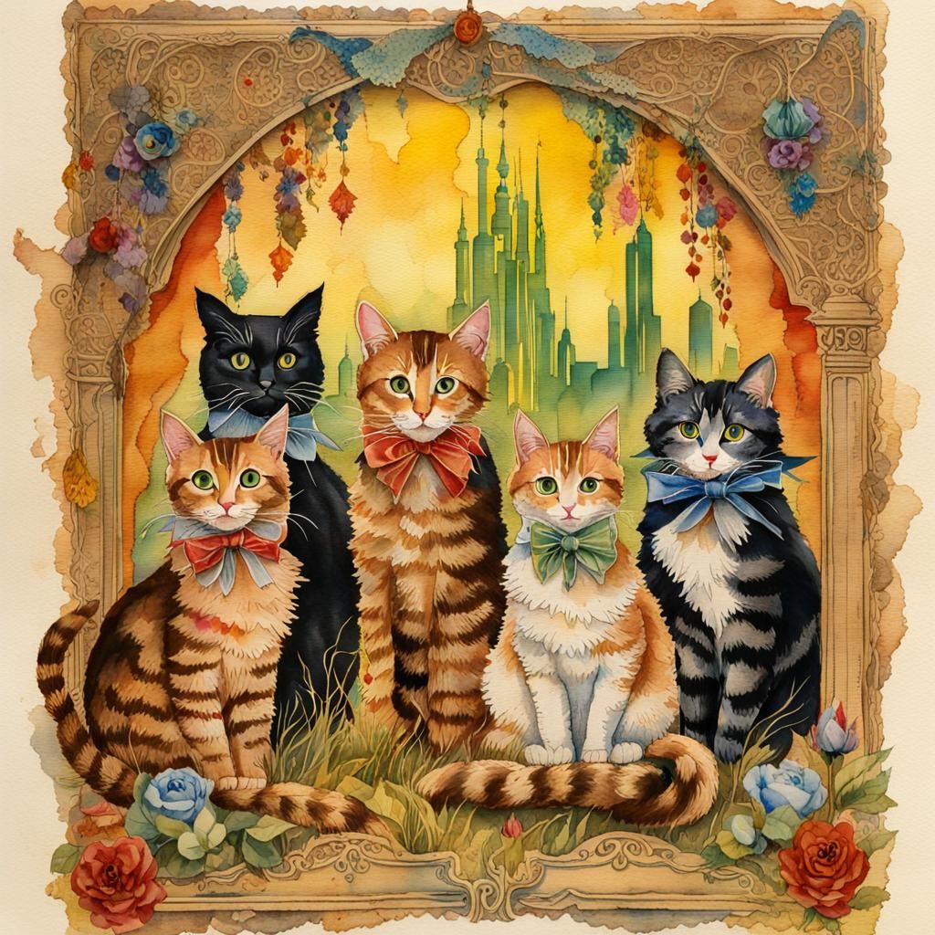 Cats Recreate Wizard of Oz in Watercolor