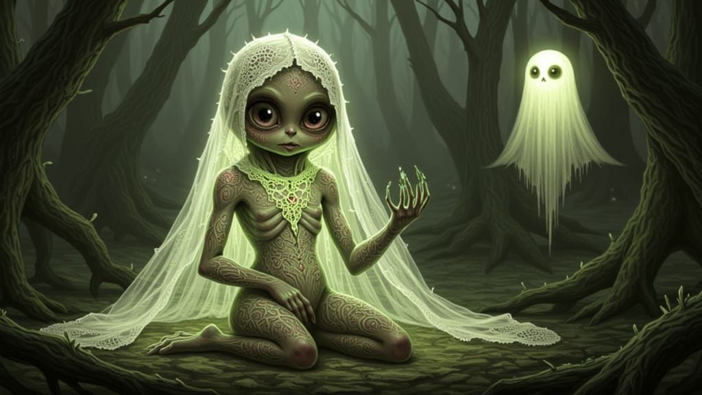 Ethereal Glowing Creature in Gothic Art Style