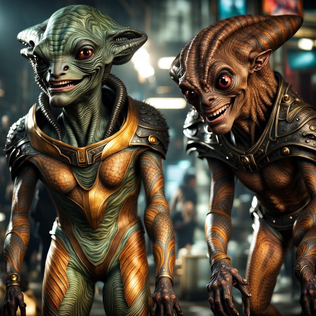 Photorealistic Aliens with Exotic Fashion and Emotions