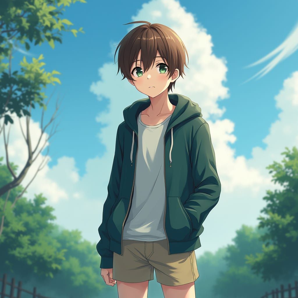 Anime Character in Ghibli Style with Shinkai Colors