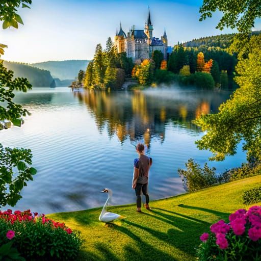 King Ludwig II Contemplating at Swan Lake